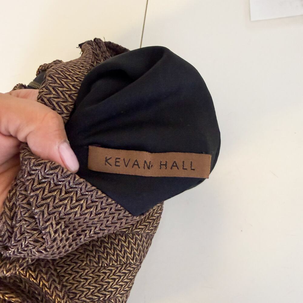 Kevan Hall Brown Copper Mock Neck Midi Sheath Dress Cocktail - 2 - Picture 6 of 9